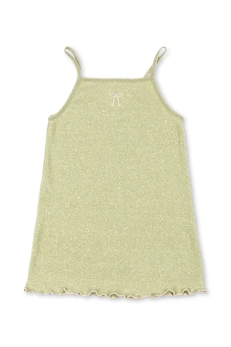 Konges Sløjd rochie cu bumbac ROLI STRAP DRESS OCS verde KS105532