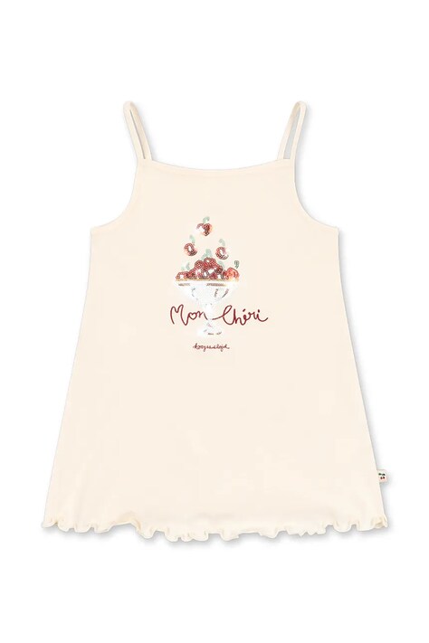 Konges Sløjd sukienka bawełniana FAMO STRAP DRESS GOTS beżowa z nadrukiem KS105366