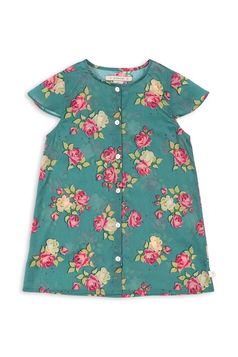 Konges Sløjd sukienka bawełniana VIOLA SS DRESS GOTS zielona w kwiaty KS105579