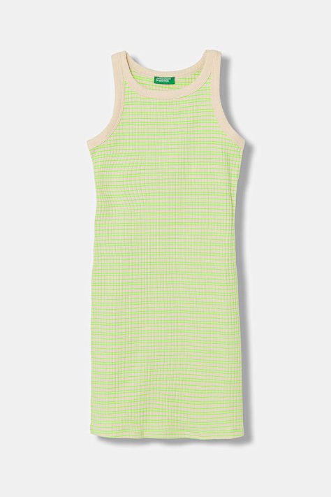 United Colors of Benetton šaty s bavlnou žluté pruhované 38DBCV019