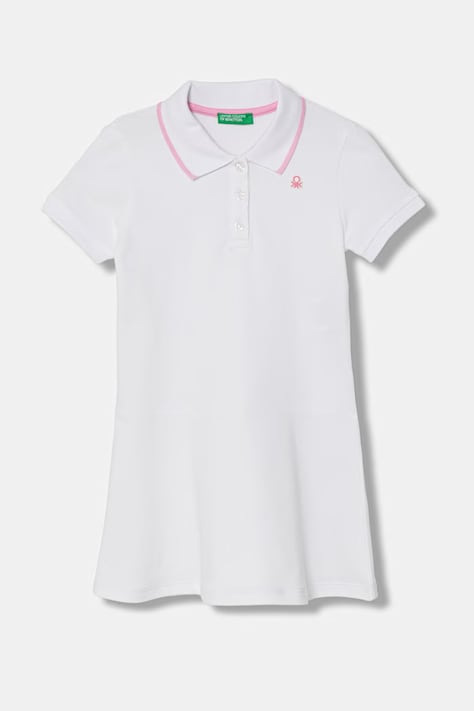 United Colors of Benetton letní šaty bavlněné s elastanem bílé hladké 3WG9GV00Z