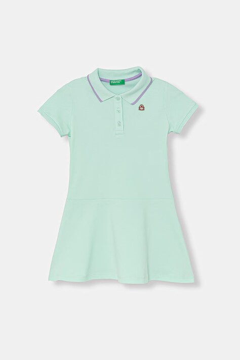 United Colors of Benetton sukienka letnia bawełniana z elastanem turkusowa gładka 3WG9GV00Z