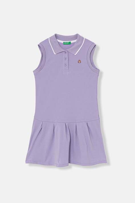 United Colors of Benetton sukienka letnia bawełniana z elastanem fioletowa 3WG9CV012