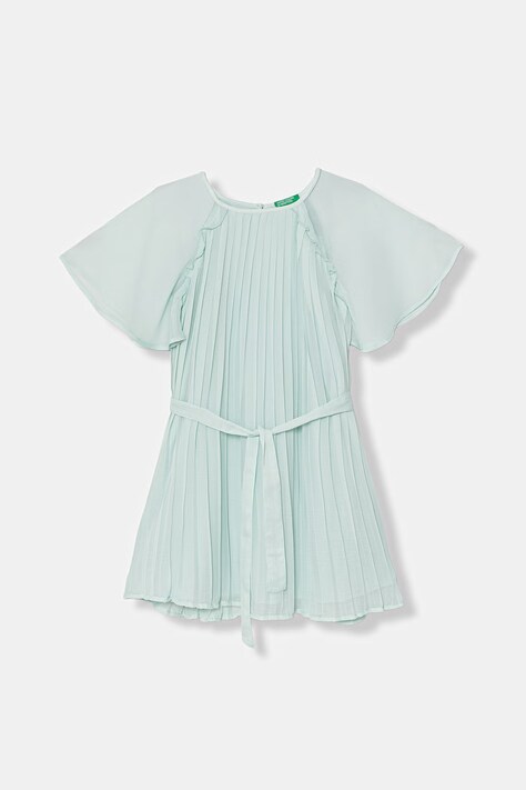 United Colors of Benetton πλισέ φόρεμα πράσινο απλό 41EXCV03R