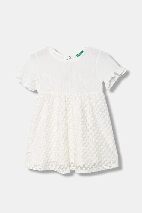 United Colors of Benetton sukienka z wiskozą beżowa w kwiaty 41PTGV02Q