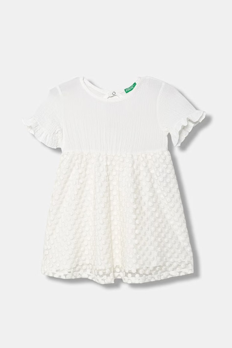 United Colors of Benetton šaty s viskózou béžové s kvetmi 41PTGV02Q