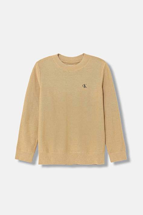 Дитячий бавовняний светр Calvin Klein Jeans колір бежевий IB0IB02641