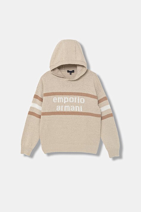 Emporio Armani sweter dziecięcy bawełniany beżowy EB001219 AF23411