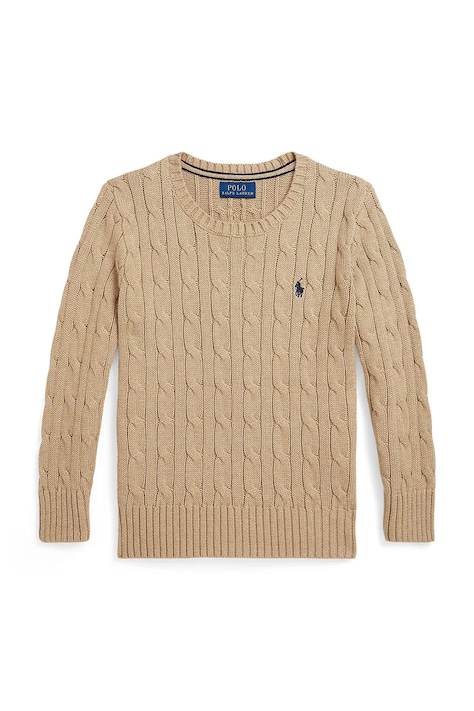 Dětský bavlněný svetr Polo Ralph Lauren hnědá barva, 322702674517