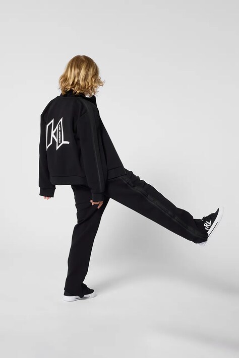 Karl Lagerfeld bluza dziecięca kolor czarny z nadrukiem Z31092