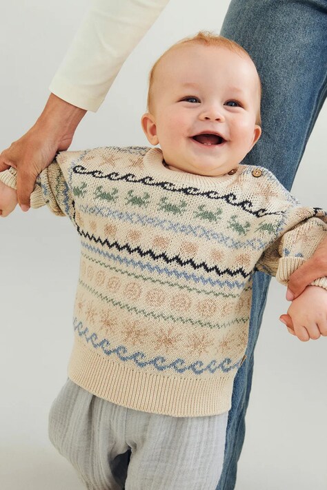 Wheat sweter bawełniany niemowlęcy kolor beżowy 6532-560-GOTS