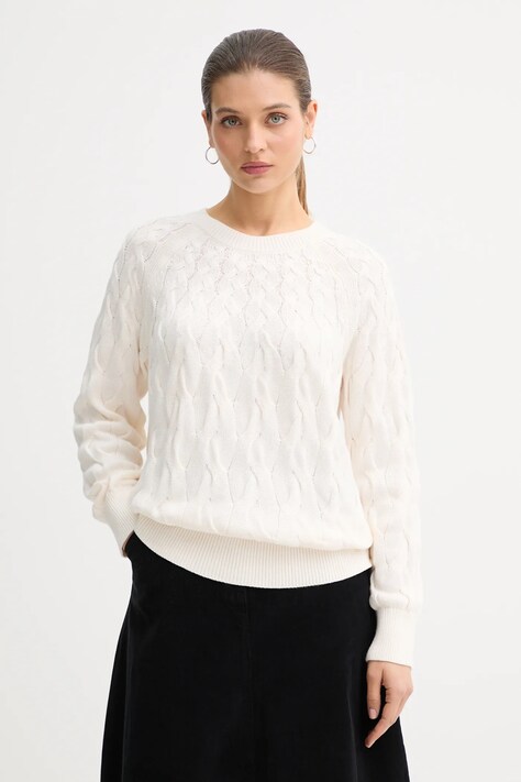 Calvin Klein Jeans sweter bawełniany damski kolor beżowy LV044E301G