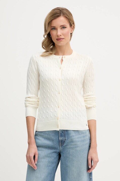 Ζακέτα με προσθήκη μαλλιού Calvin Klein Jeans χρώμα: μπεζ, LV044E307G