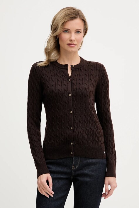 Ζακέτα με προσθήκη μαλλιού Calvin Klein Jeans χρώμα: καφέ, LV044E307G