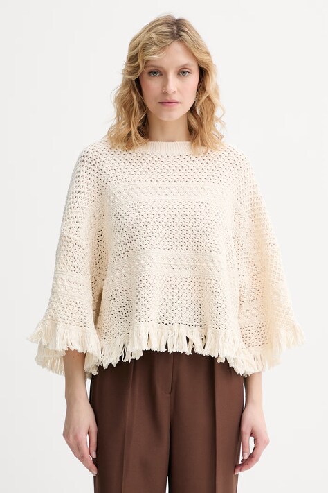 Weekend Max Mara sweter damski bawełniany PALATO beżowy 2615361092600