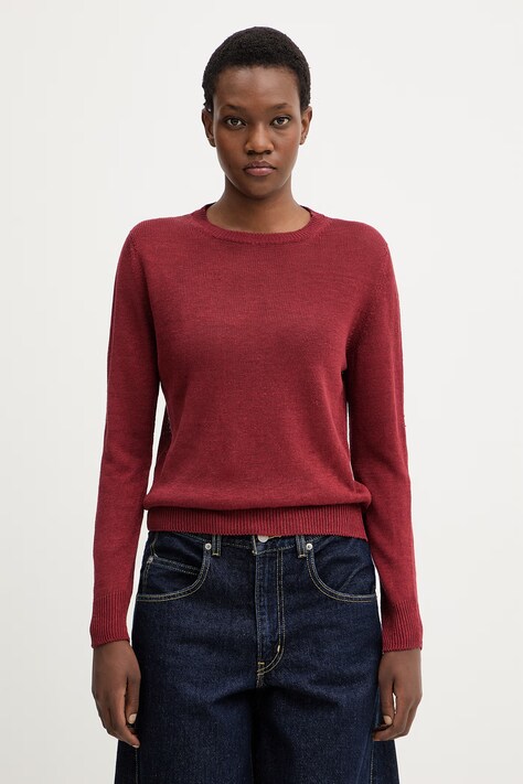 Weekend Max Mara sweter lniany ATZECO damski kolor bordowy lekki 2615361132600