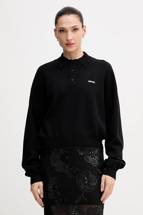 Rotate sweter z dodatkiem wełny kolor czarny lekki 115137100