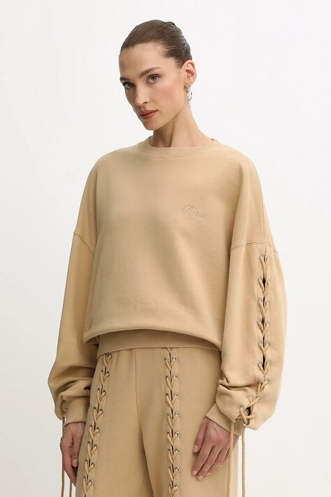 Rotate bluza bawełniana damska kolor beżowy gładka 115468654