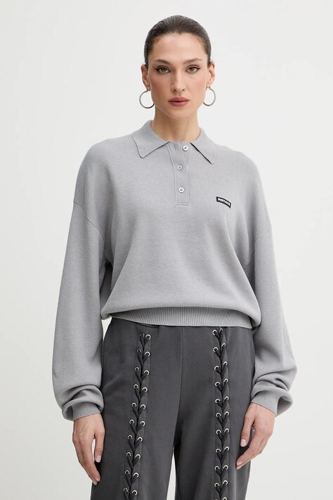 Rotate sweter z dodatkiem wełny damski kolor szary lekki 115137039