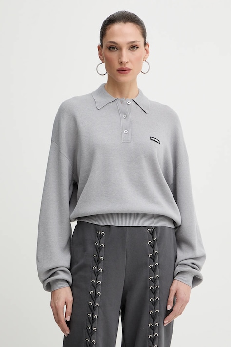 Rotate sweter z dodatkiem wełny damski kolor szary lekki 115137039