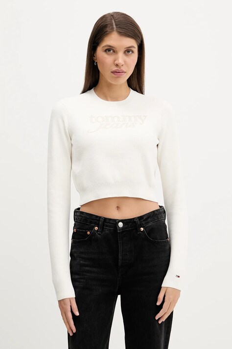 Tommy Jeans sweter damski kolor beżowy lekki DW0DW22028