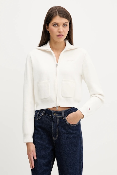 Tommy Jeans kardigan damski kolor beżowy DW0DW22029