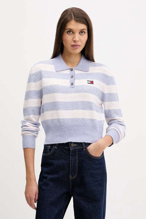 Πουλόβερ με προσθήκη αλπακά Tommy Jeans χρώμα: μπλε, DW0DW22558