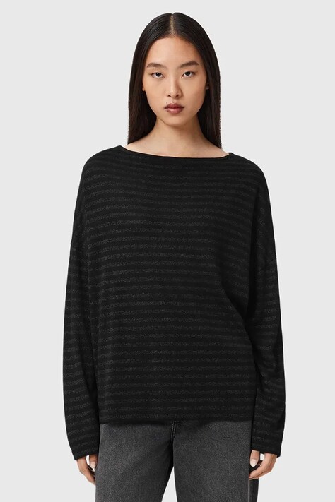 AllSaints sweter damski kolor czarny lekki W012JZ