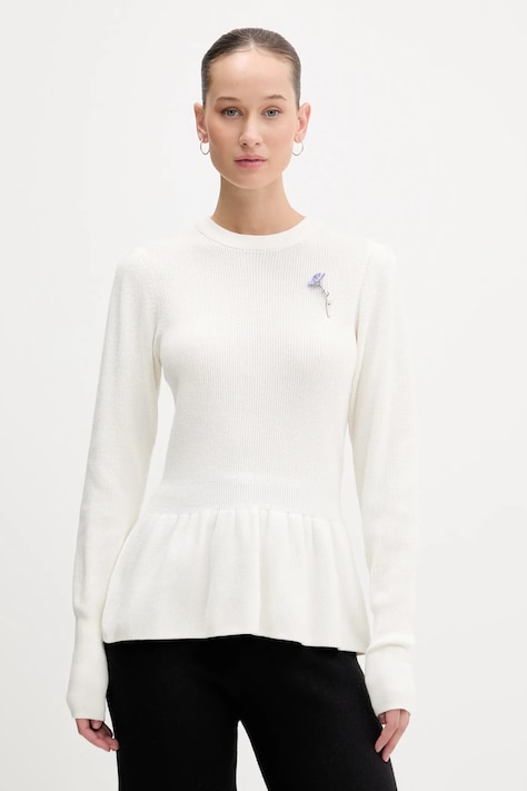 HUGO sweter bawełniany Sabanna damski kolor beżowy 50554066