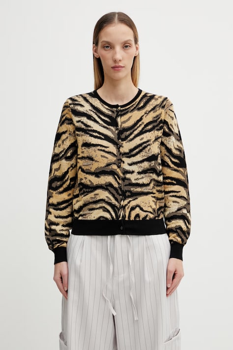 Kenzo kardigan z dodatkiem wełny damski kolor żółty FG52CA7363DO