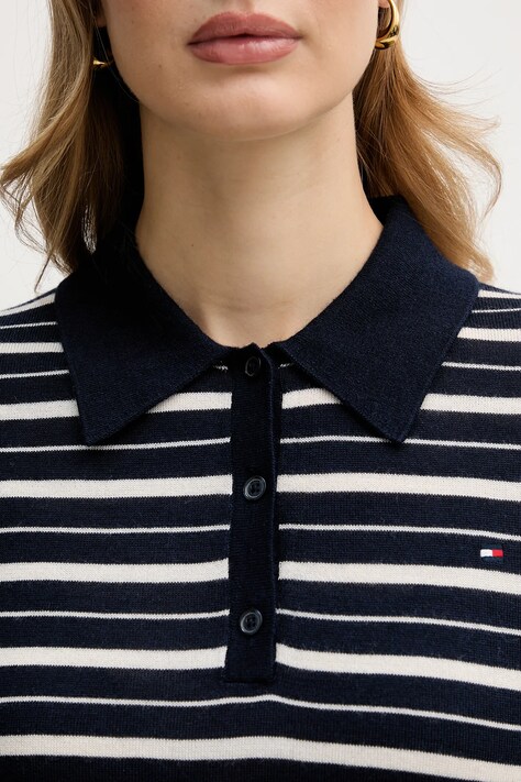 Tommy Hilfiger sweter z dodatkiem wełny damski kolor granatowy lekki WW0WW48450