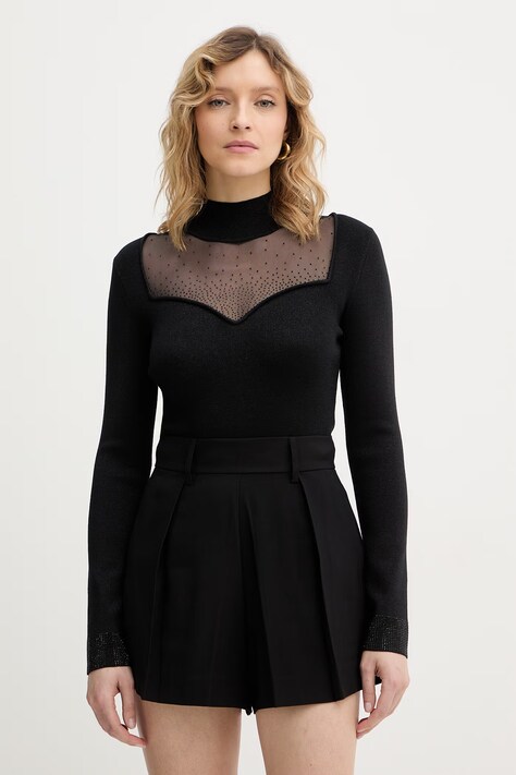 Guess sweter LUCY damski kolor czarny z półgolfem W6RR45 Z4842