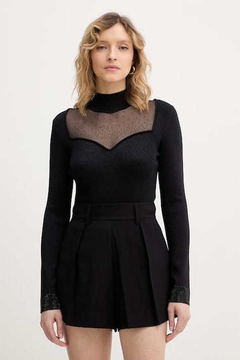 Guess sweter LUCY damski kolor czarny z półgolfem W6RR45 Z4842