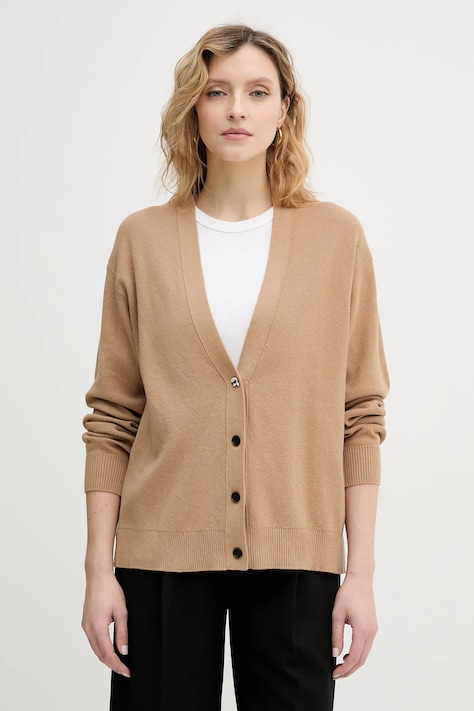 Karl Lagerfeld cardigan din bumbac IKON culoarea bej, light, B1W18006