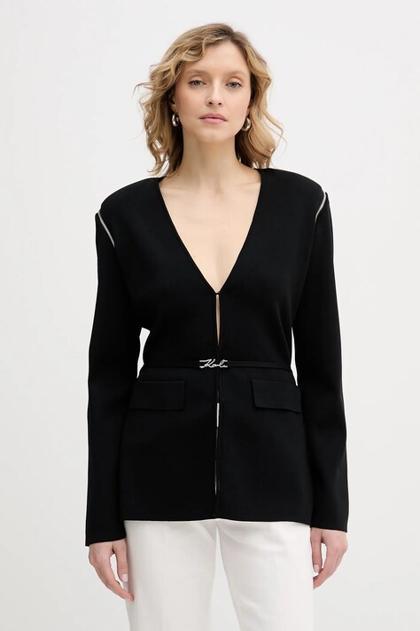 Karl Lagerfeld cardigan culoarea negru, light, B1W18013