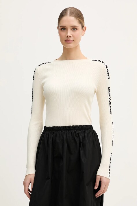 Dkny sweter damski kolor beżowy lekki DJ6R0104