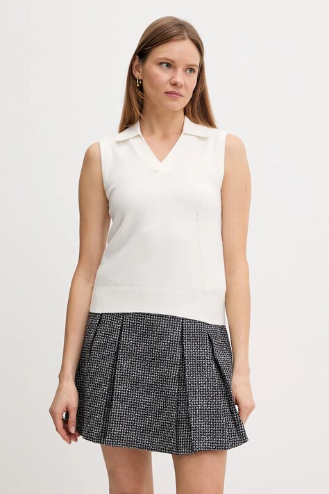 Dkny kamizelka damski kolor beżowy lekki UK5TRA38