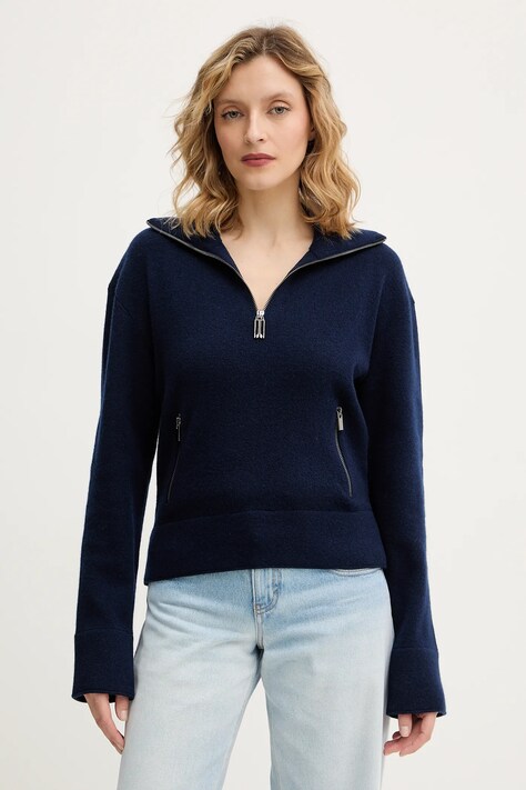 Victoria Beckham sweter wełniany damski kolor granatowy 1126KJU006866A