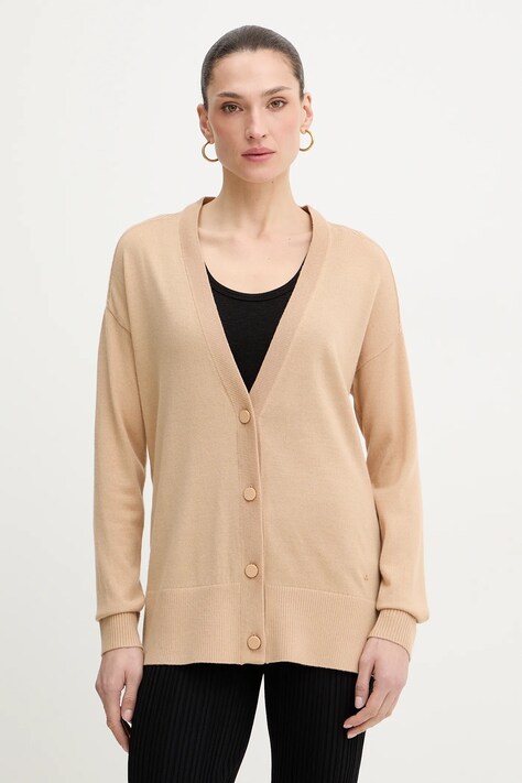 Armani Exchange kardigan z dodatkiem wełny damski kolor beżowy lekki XW001879 AF11956