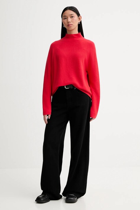 Marc O'Polo sweter bawełniany damski kolor czerwony lekki z półgolfem 600600660271