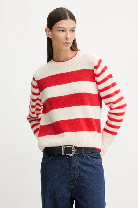 Marc O'Polo sweter wełniany damski kolor beżowy lekki 600605460243