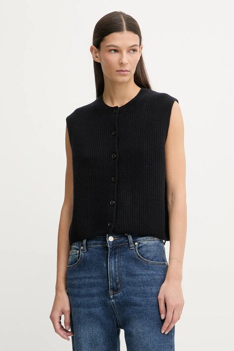 Marc O'Polo kamizelka z dodatkiem wełny damski kolor granatowy 600609065023