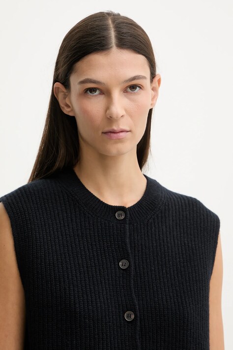 Marc O'Polo kamizelka z dodatkiem wełny damski kolor granatowy 600609065023