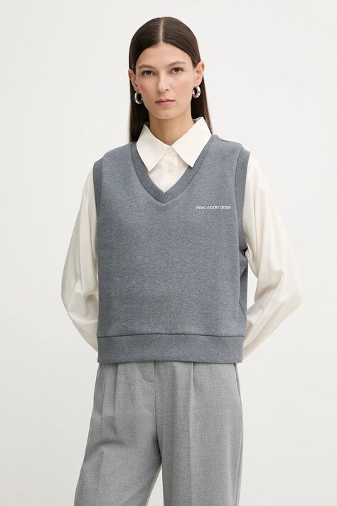 Marc O'Polo bluza bawełniana damska kolor szary melanżowa 5000007694