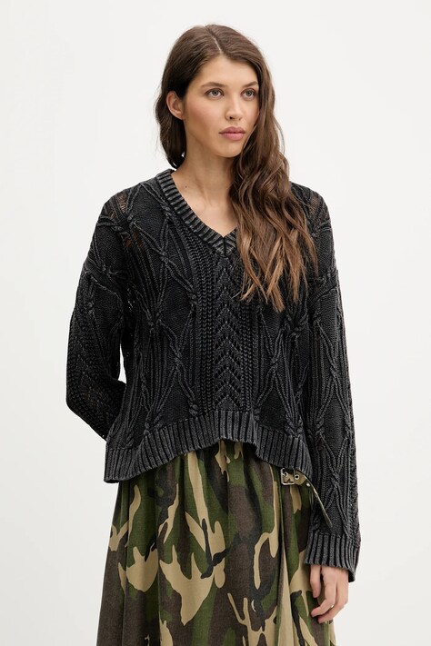 The Ragged Priest sweter bawełniany damski kolor czarny lekki RPAW251045KW