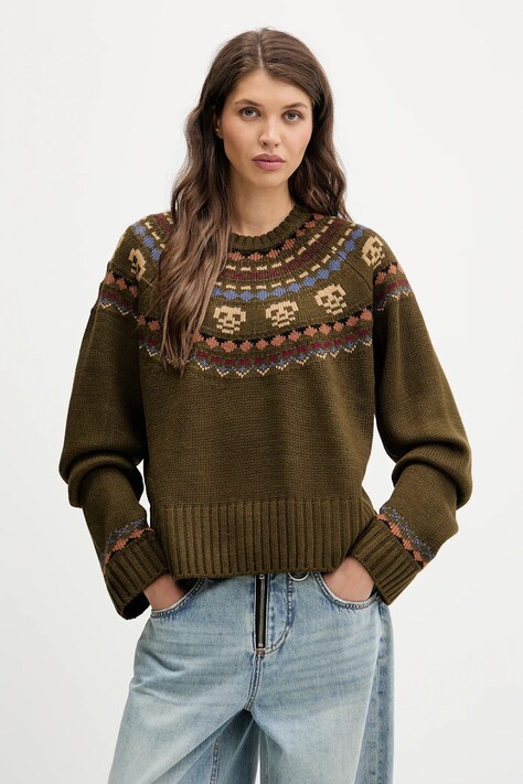 The Ragged Priest sweter damski kolor zielony ciepły RPAW251055KW
