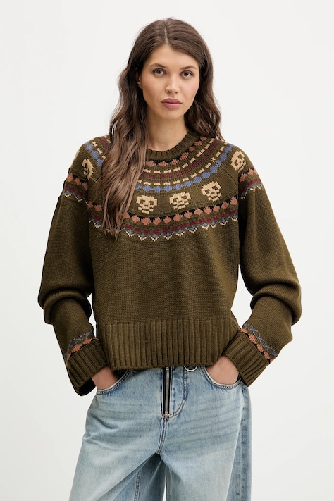The Ragged Priest sweter damski kolor zielony ciepły RPAW251055KW