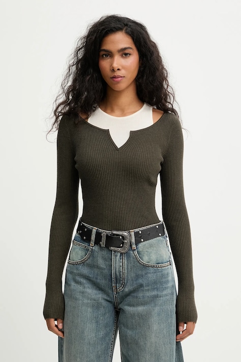 Miss Sixty sweter z dodatkiem wełny damski kolor zielony lekki 6S3RJ33800