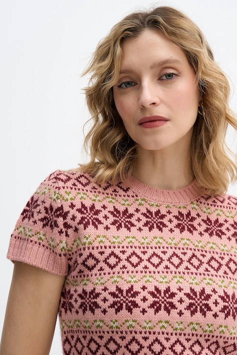 United Colors of Benetton sweter z dodatkiem wełny x Stranger Things damski kolor różowy 171RE10EN