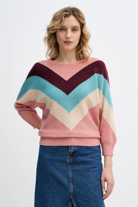 United Colors of Benetton sweter z dodatkiem wełny x Stranger Things damski kolor różowy lekki 1VUDE10EP